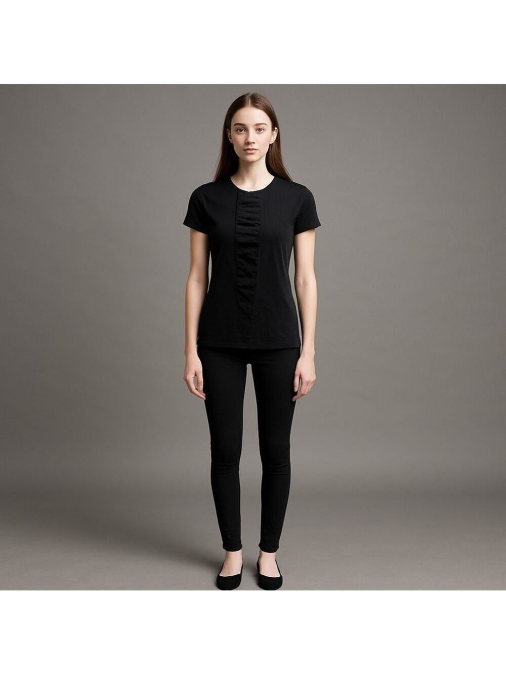 New Recruit Maternity Top Black Short Sleeve Ruched